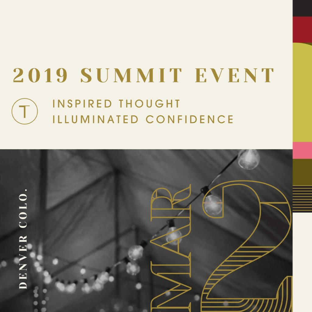 TARRA Instagram post designed by EBD for the 2019 Summit Event that says, "Inspired thought illuminated confidence."