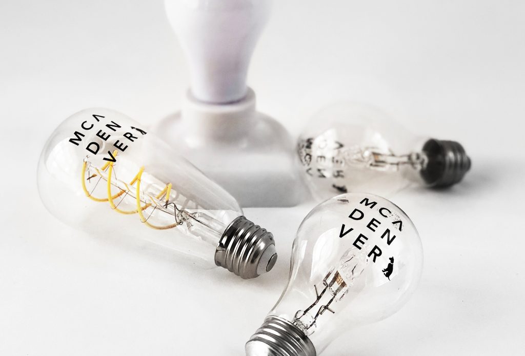Museum of Contemporary Art Denver Luminocity Gala lightbulbs designed by EBD.
