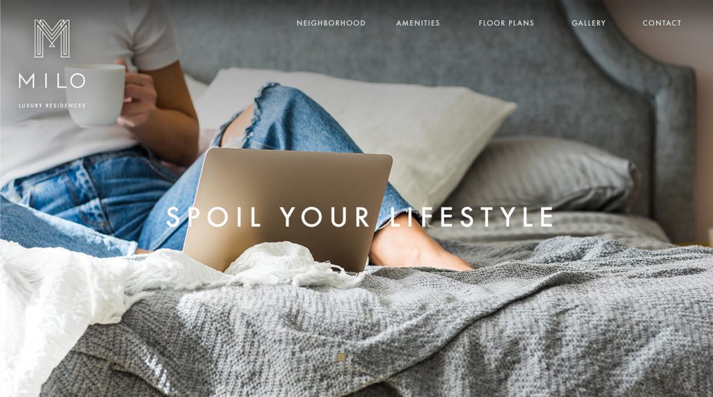 Milo luxury residences website designed by EBD.