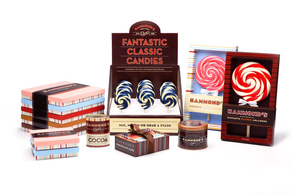 A variety of Hammond's candy packaging designed by EBD.