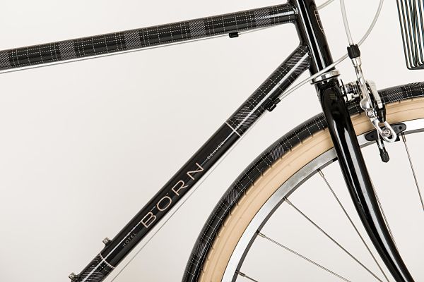 A bicycle with the Hotel Born logo designed by EBD.