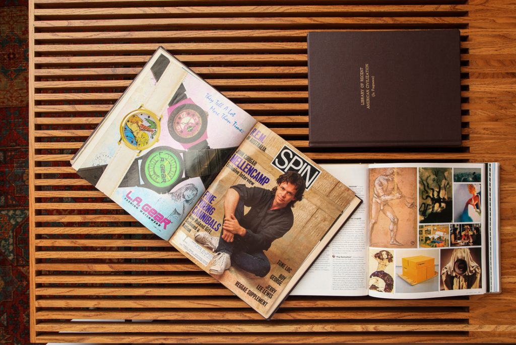 Old magazines bound into a book for the lobby of Hotel Born created by EBD.