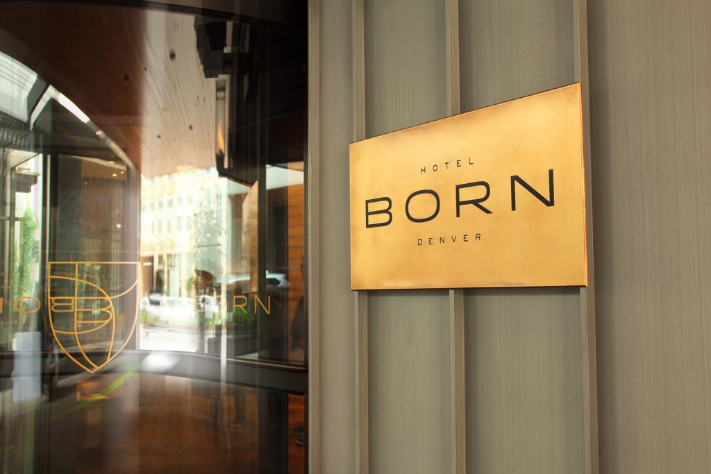 An exterior sign for Hotel Born designed by EBD.