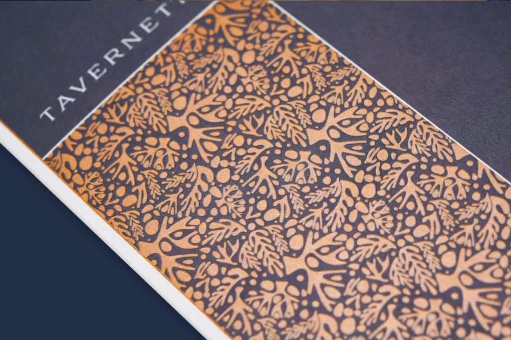 A menu for Tavernetta designed by EBD.