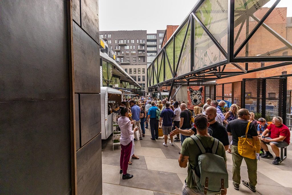 Outdoor event at Market Station's Basecamp in Denver, Colorado.